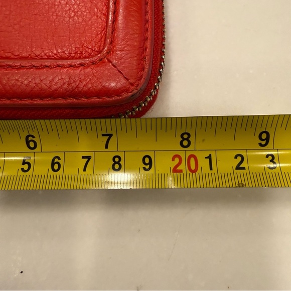 Tory Burch Women’s Amanda Zip Around Long Wallet Red Leather Gold Logo - Picture 7 of 11